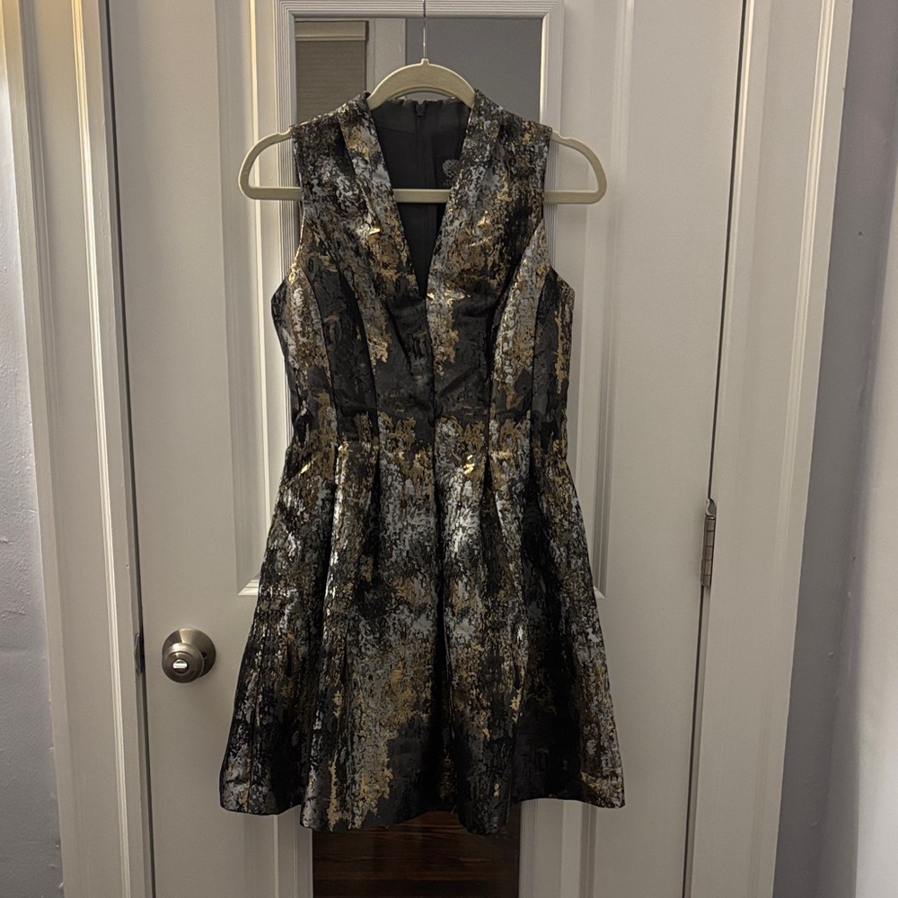 Vince Camuto Black and Gold Mini Dress - Picture 2 of 4
